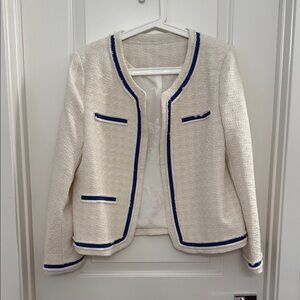 Elegant Cream Jacket with Blue Accents